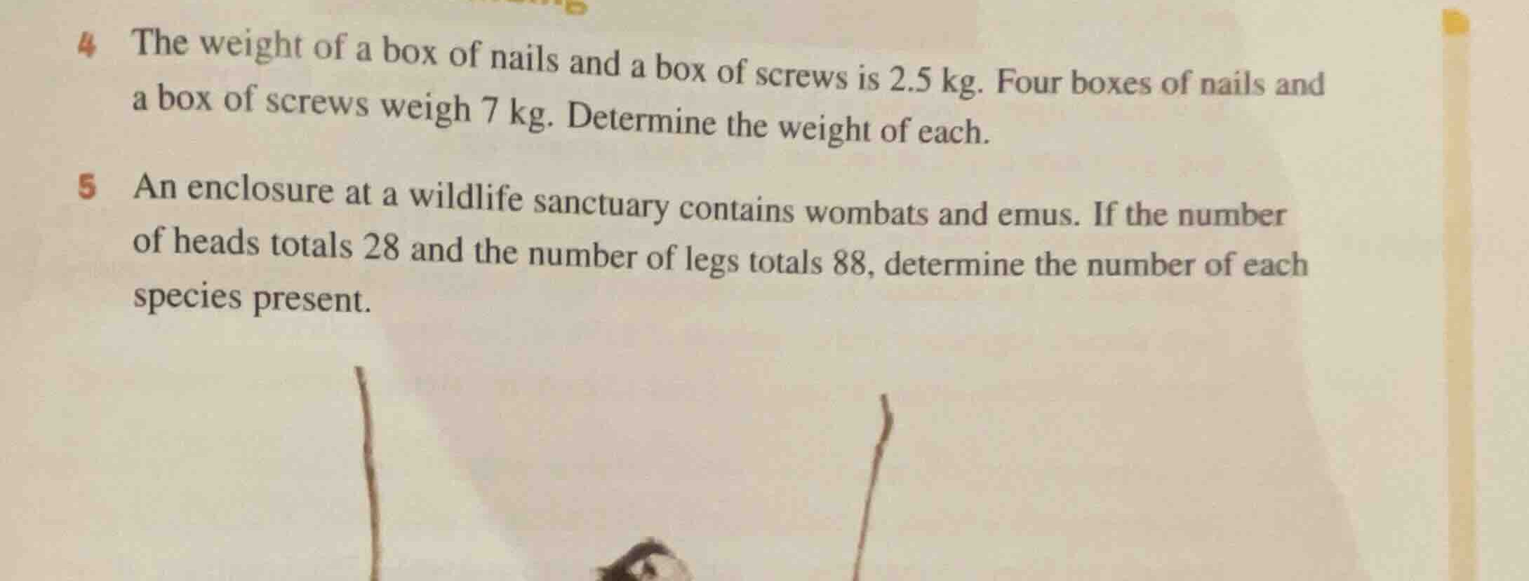 4 the weight of a box of nails and a box of screws is 2.5 kg. four boxe…