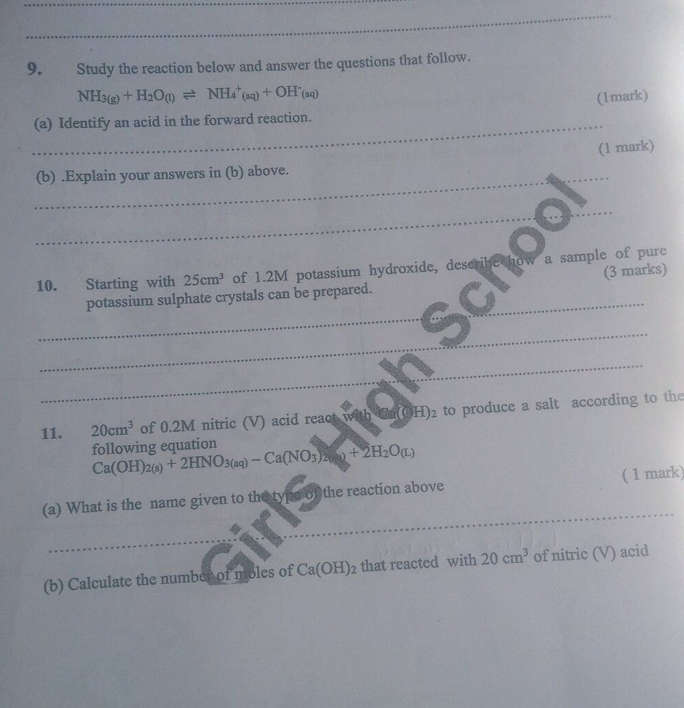9. study the reaction below and answer the questions that follow. \\(\\…