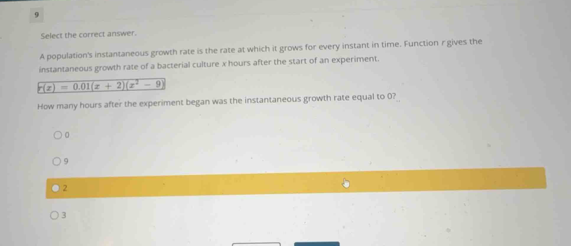 select the correct answer. a populations instantaneous growth rate is t…