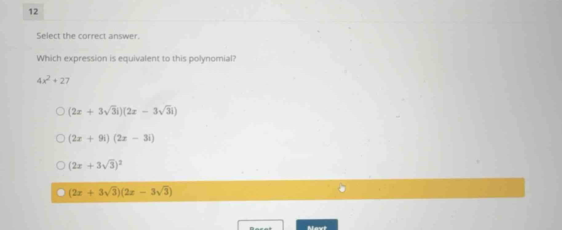 select the correct answer. which expression is equivalent to this polyn…