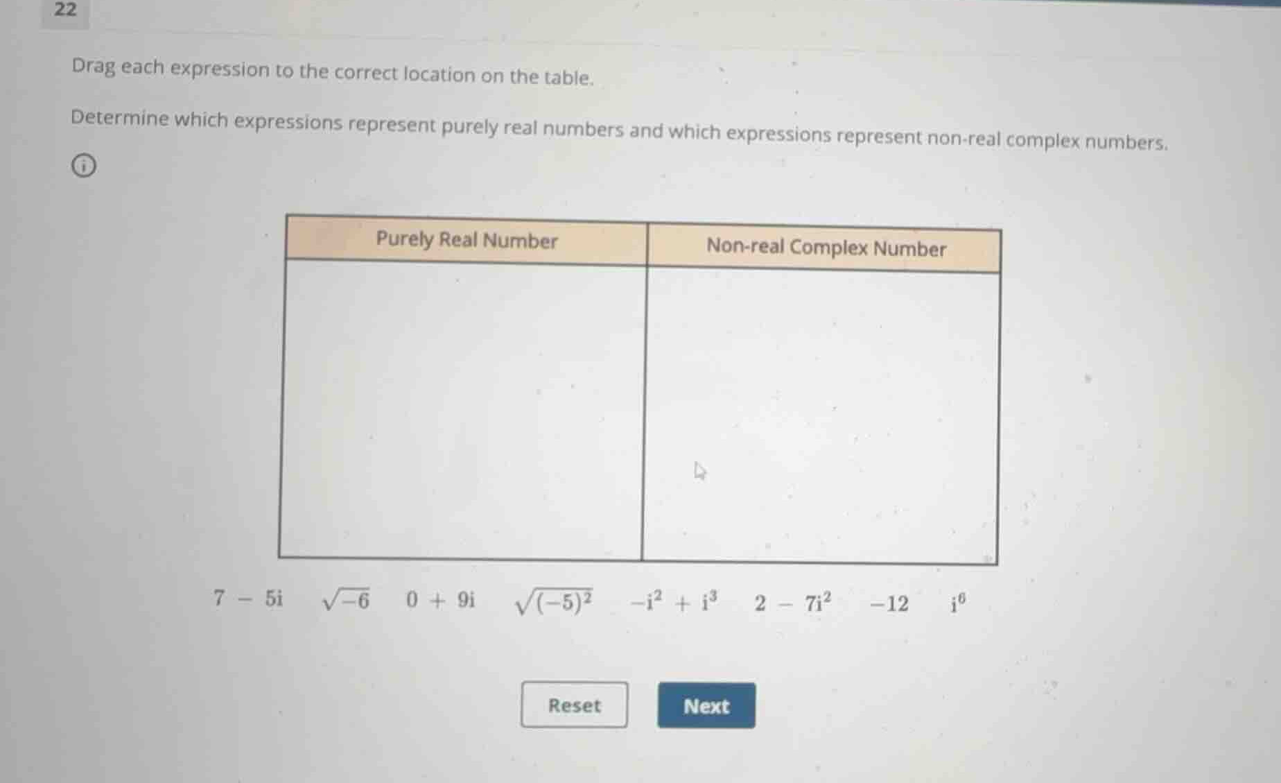 drag each expression to the correct location on the table. determine wh…