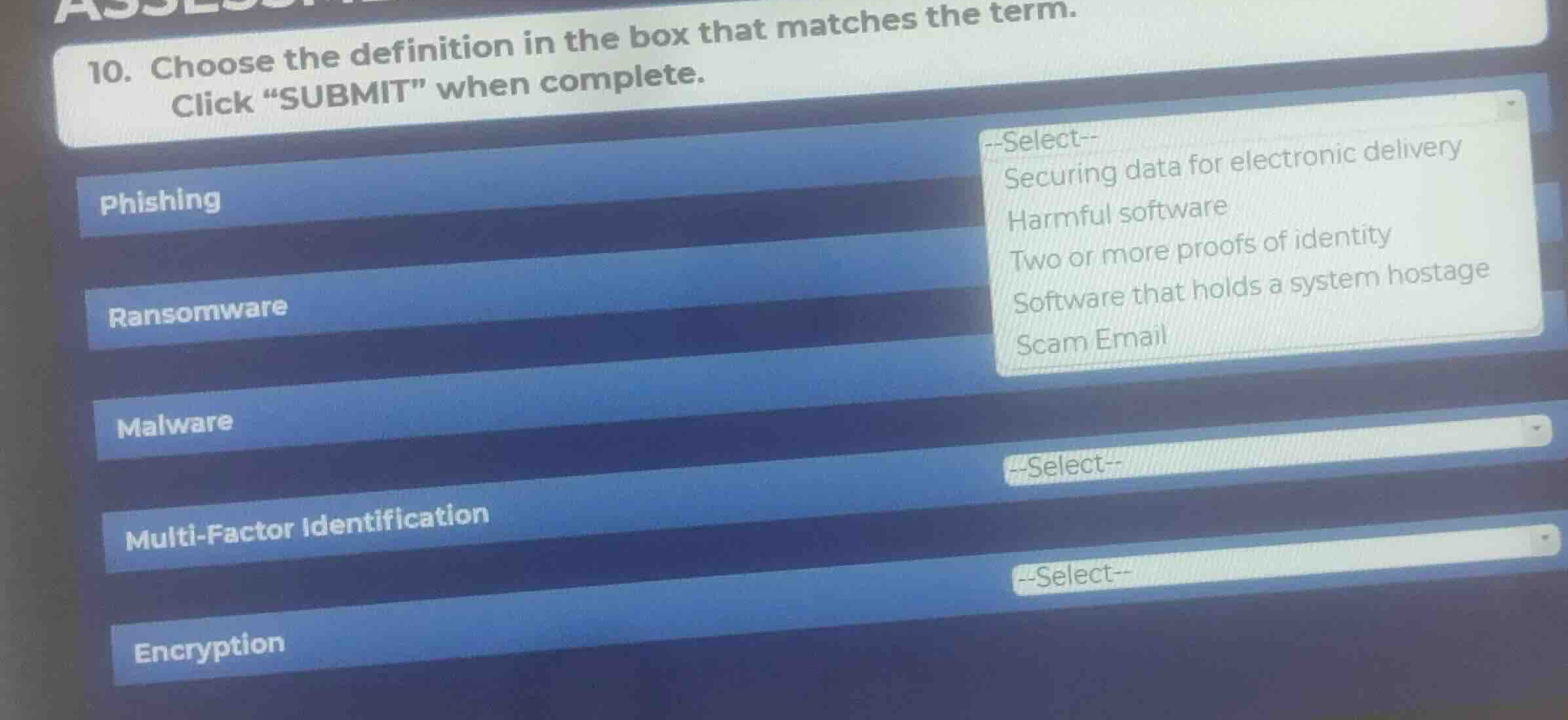 10. choose the definition in the box that matches the term. click \subm…