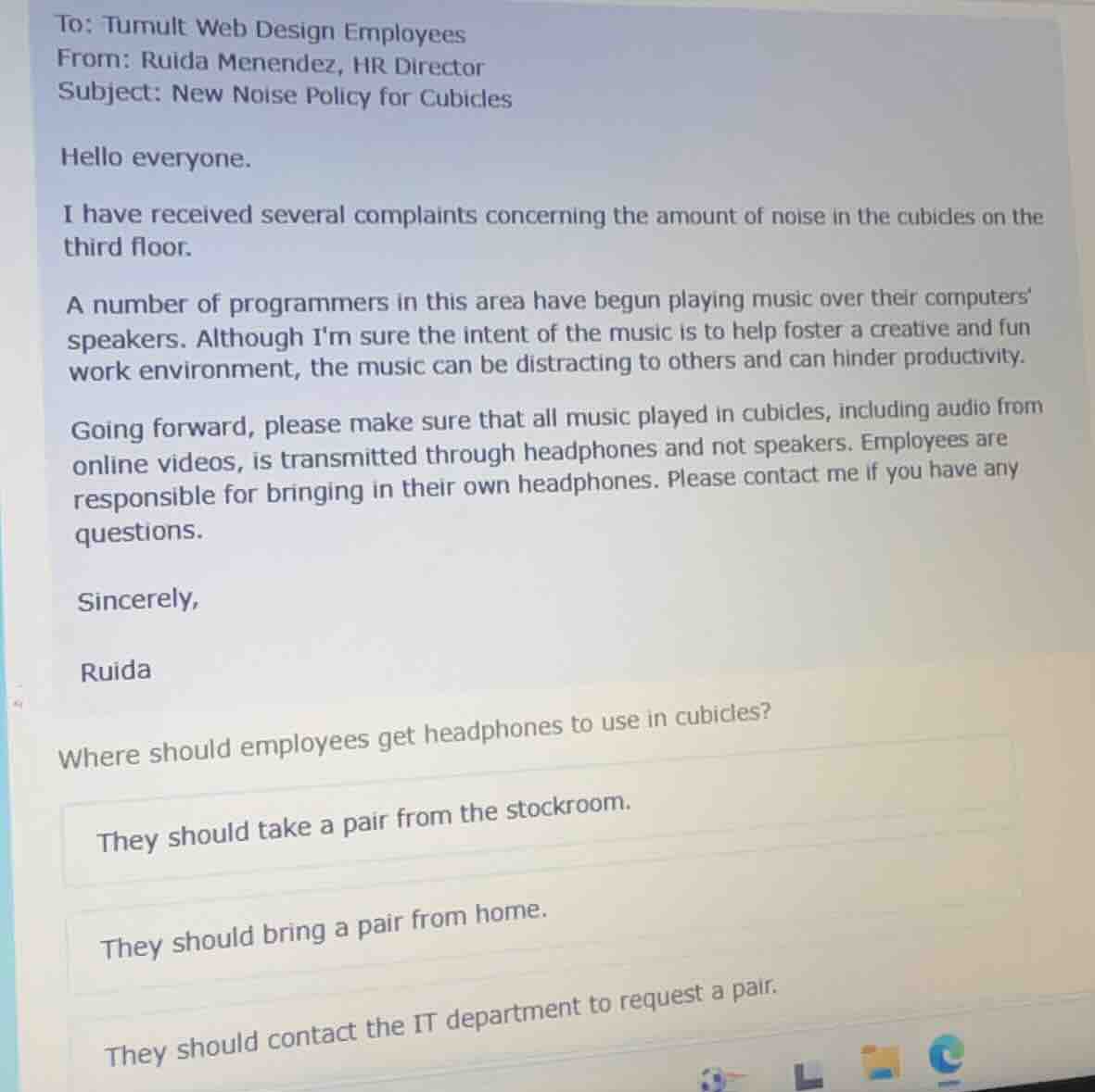 to: tumult web design employees from: ruida menendez, hr director subje…