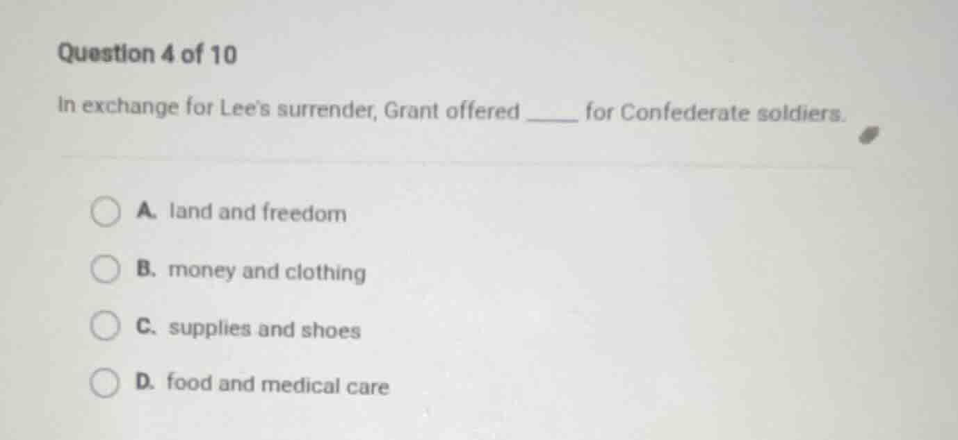 question 4 of 10 in exchange for lees surrender, grant offered ______ f…