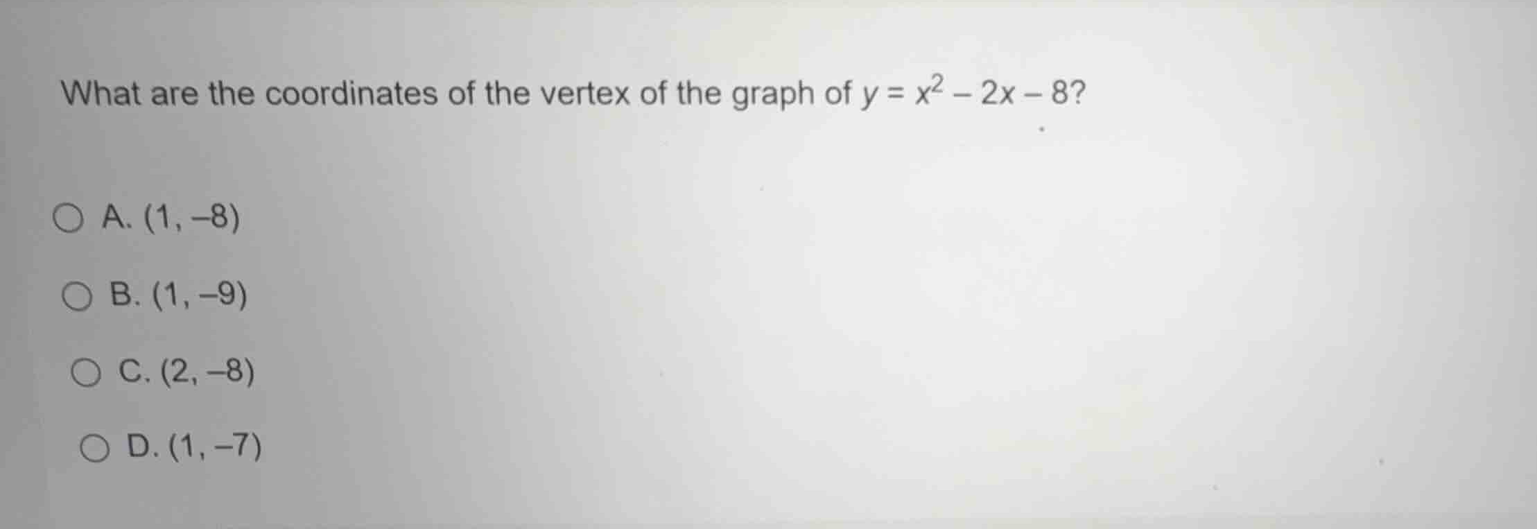 what are the coordinates of the vertex of the graph of \\(y = x^2 - 2x …