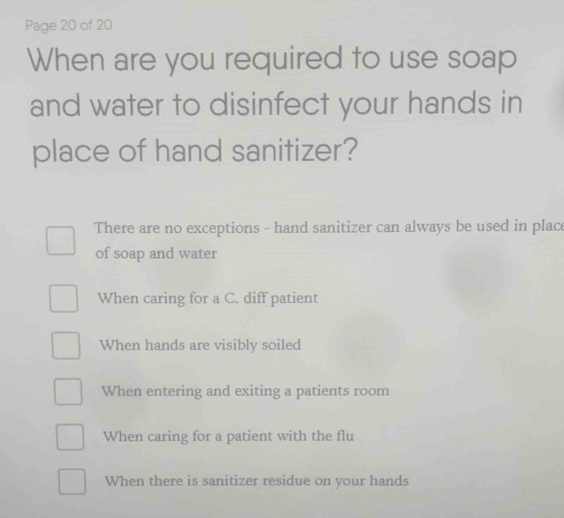 when are you required to use soap and water to disinfect your hands in …