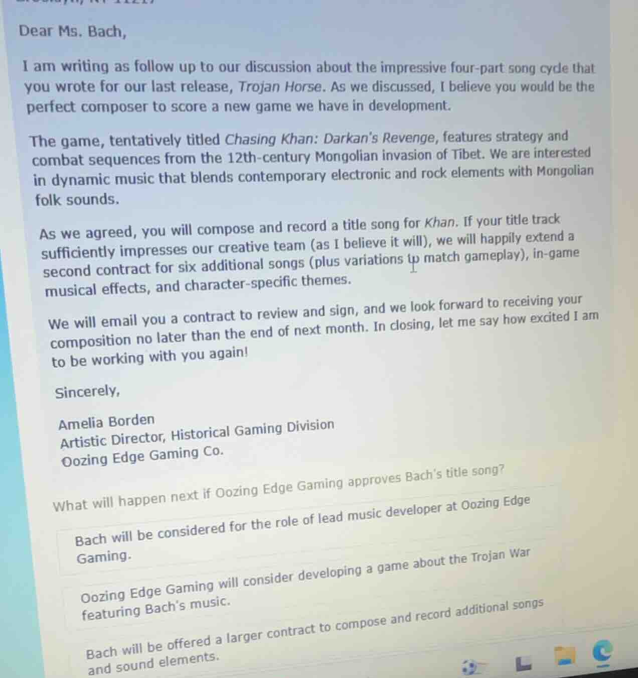 dear ms. bach, i am writing as follow up to our discussion about the im…