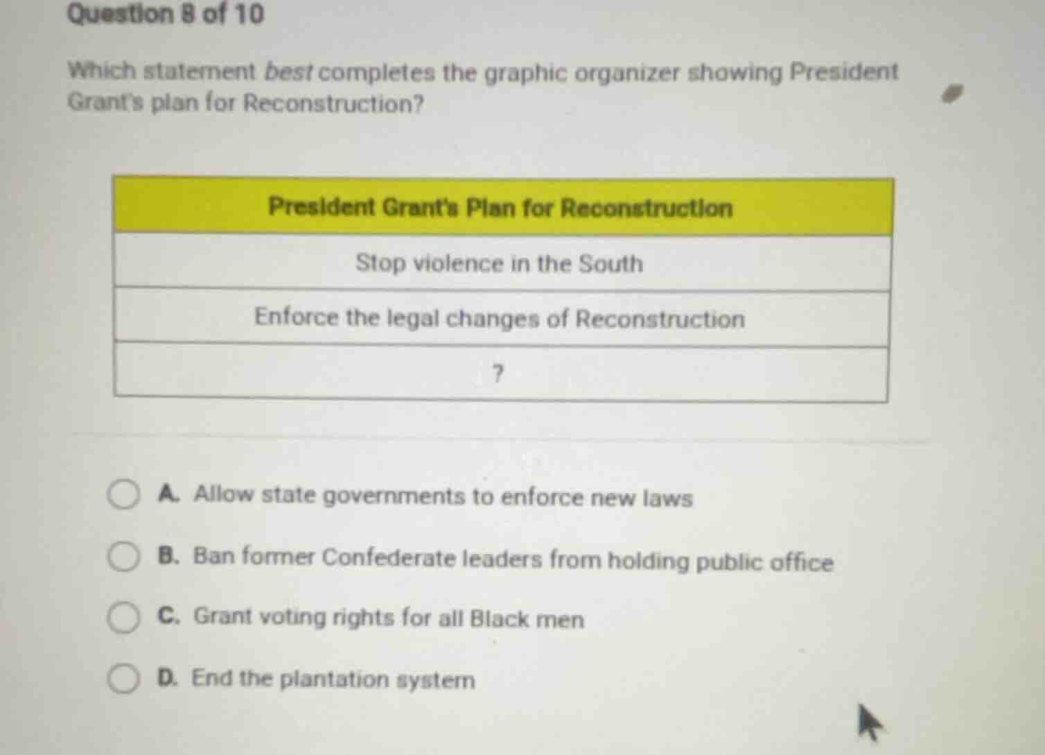 question 8 of 10 which statement best completes the graphic organizer s…