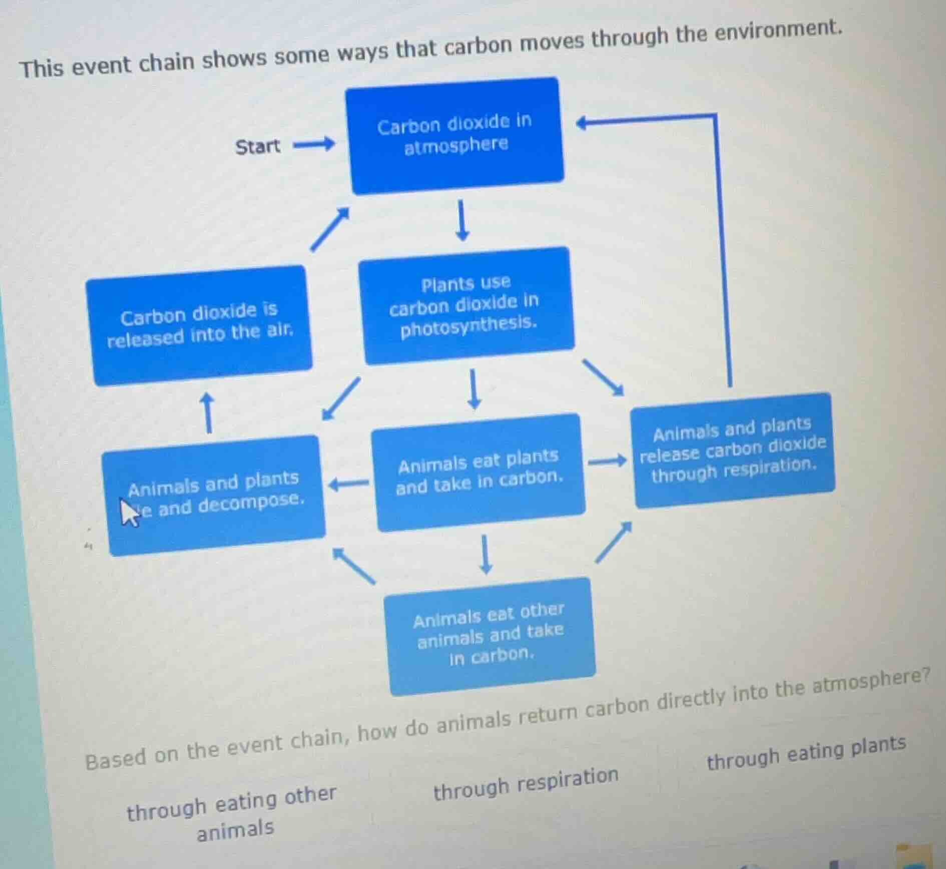 this event chain shows some ways that carbon moves through the environm…