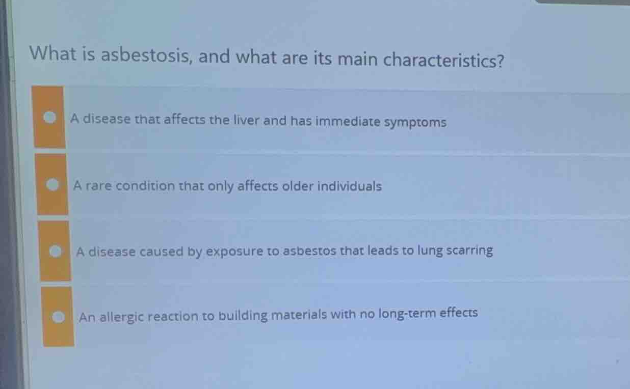 what is asbestosis, and what are its main characteristics? a disease th…