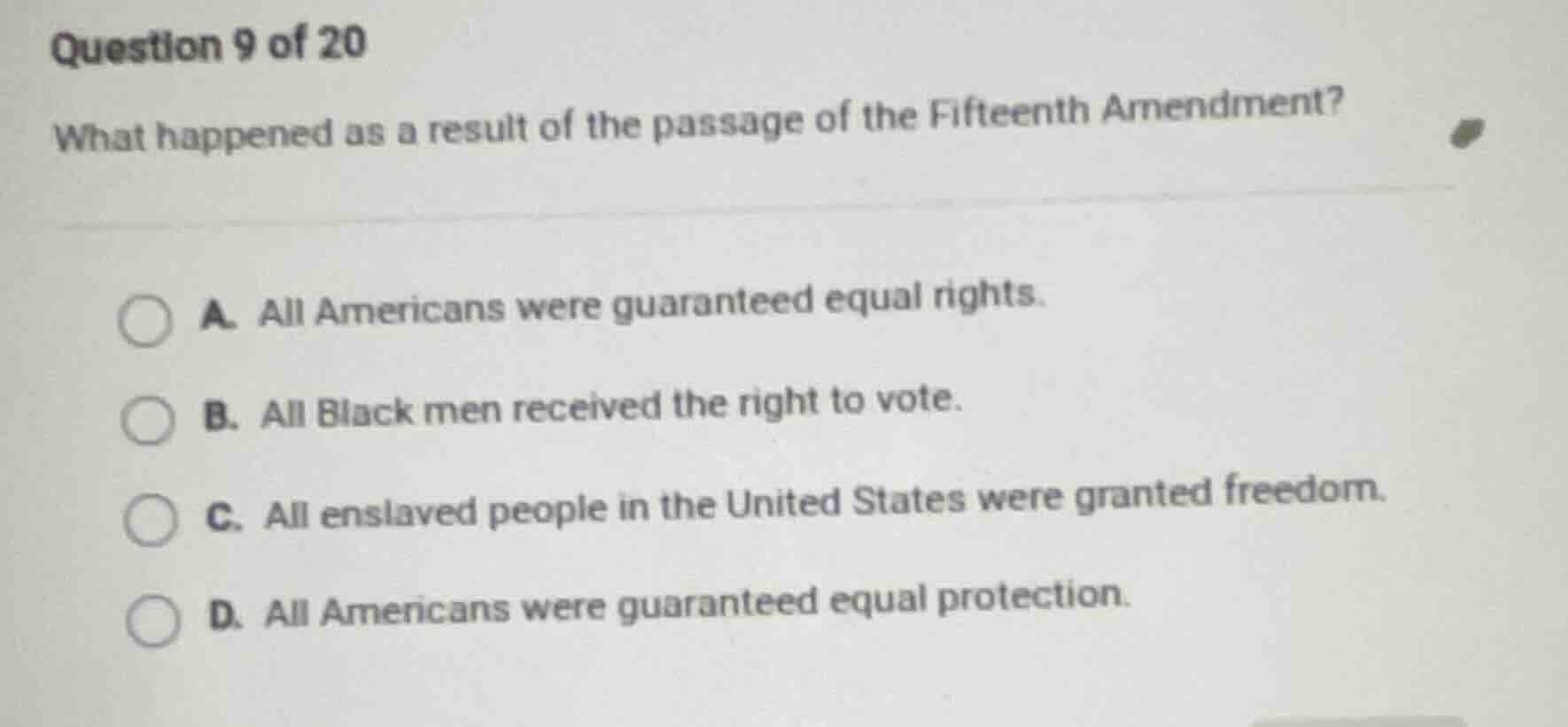 question 9 of 20 what happened as a result of the passage of the fiftee…