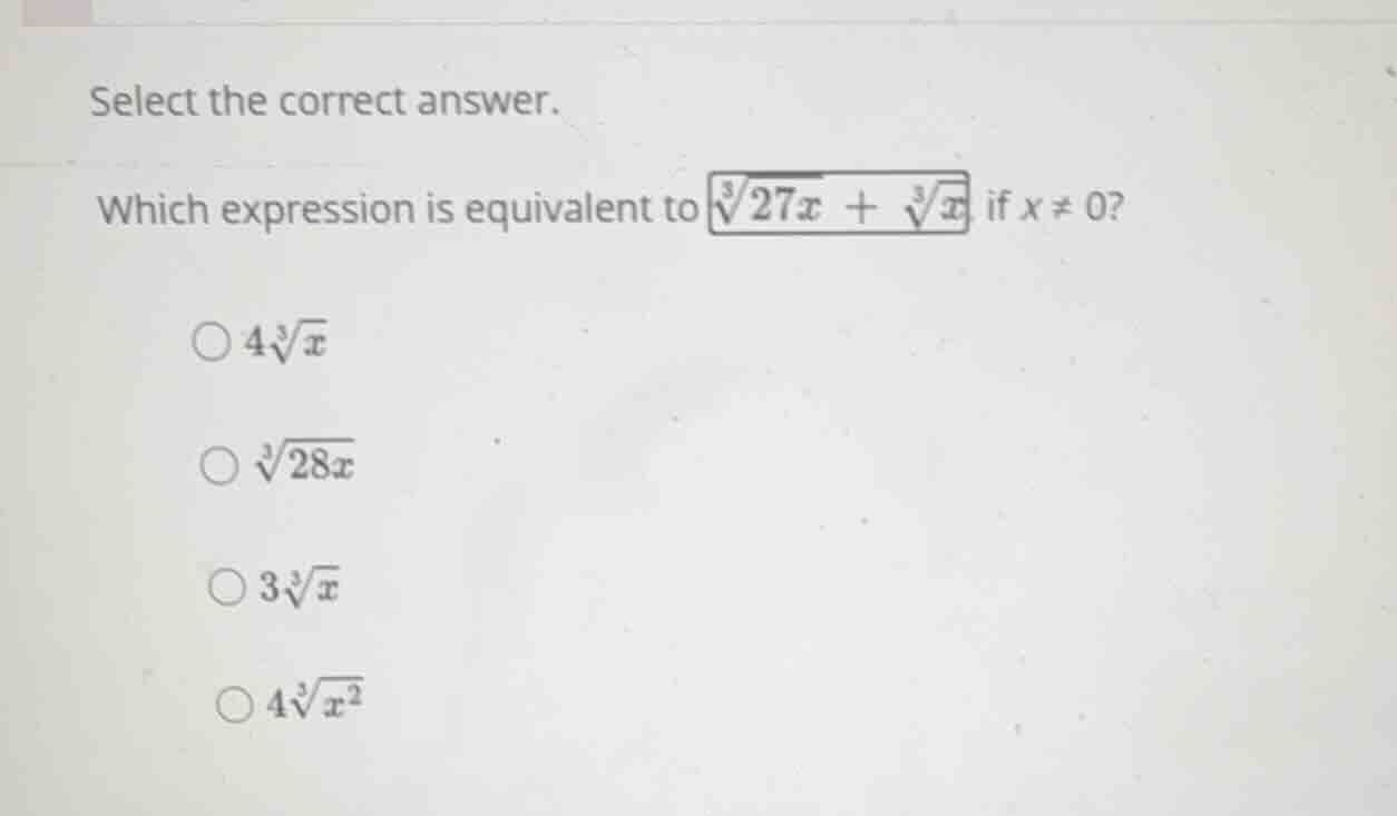 select the correct answer. which expression is equivalent to \\(\\sqrt3…