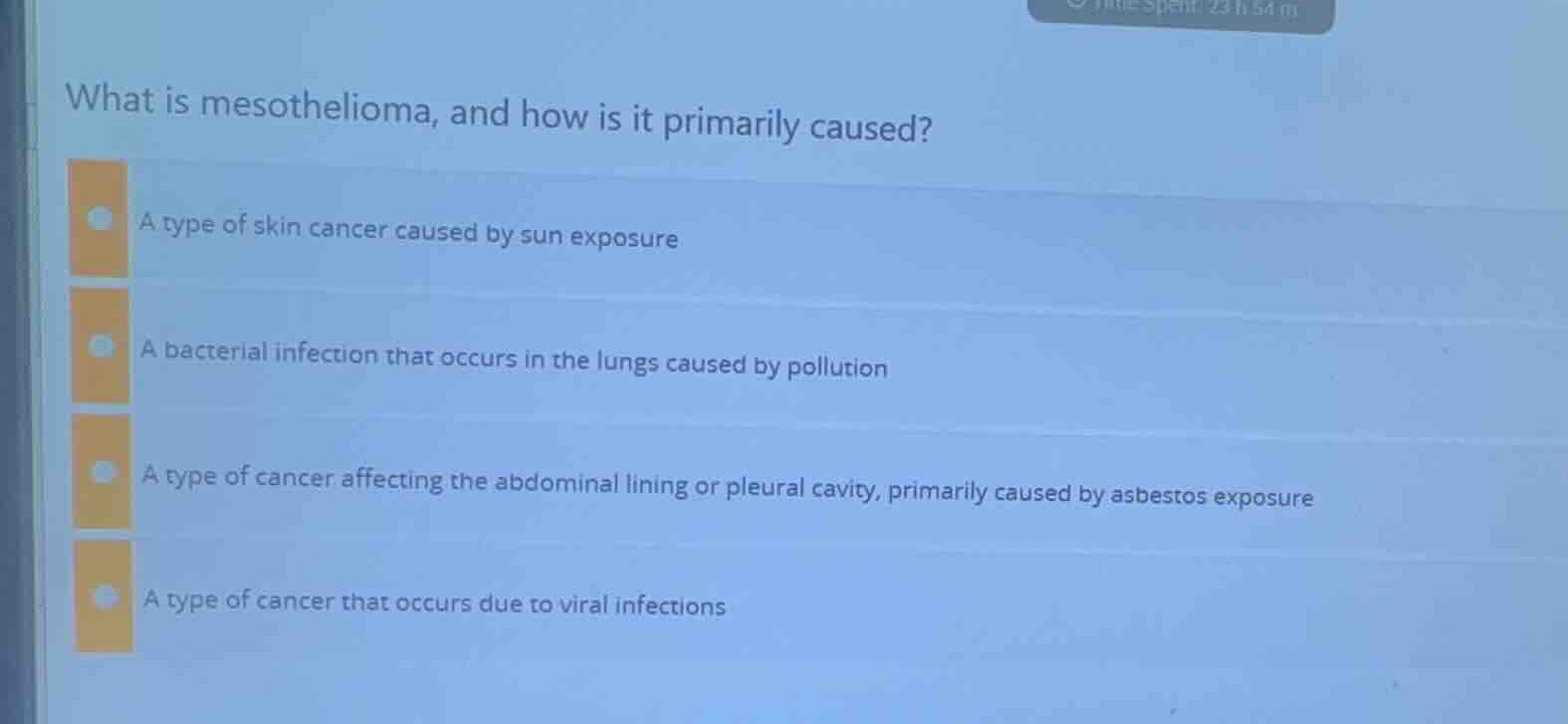 what is mesothelioma, and how is it primarily caused? a type of skin ca…