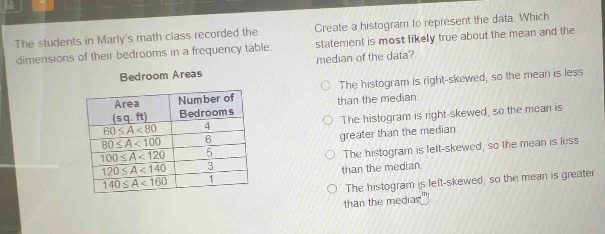 the students in marlys math class recorded the dimensions of their bedr…