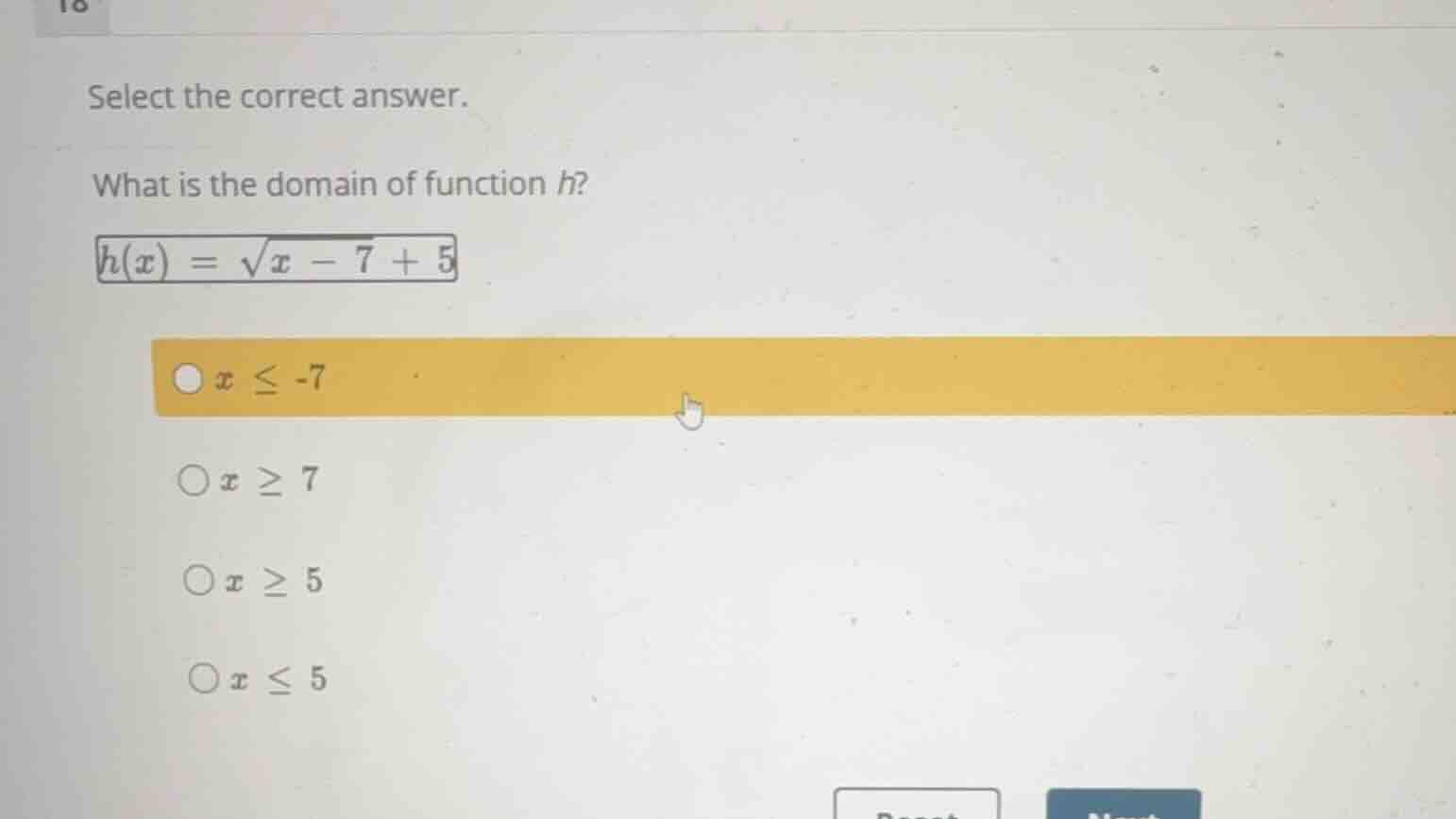 select the correct answer. what is the domain of function \\(h\\)? \\h(…