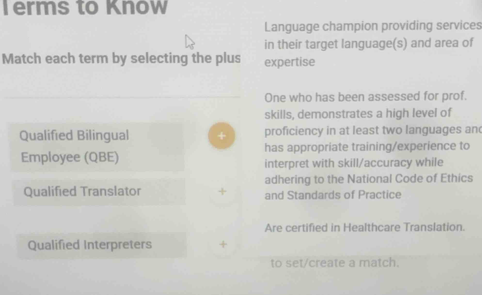 terms to know match each term by selecting the plus qualified bilingual…