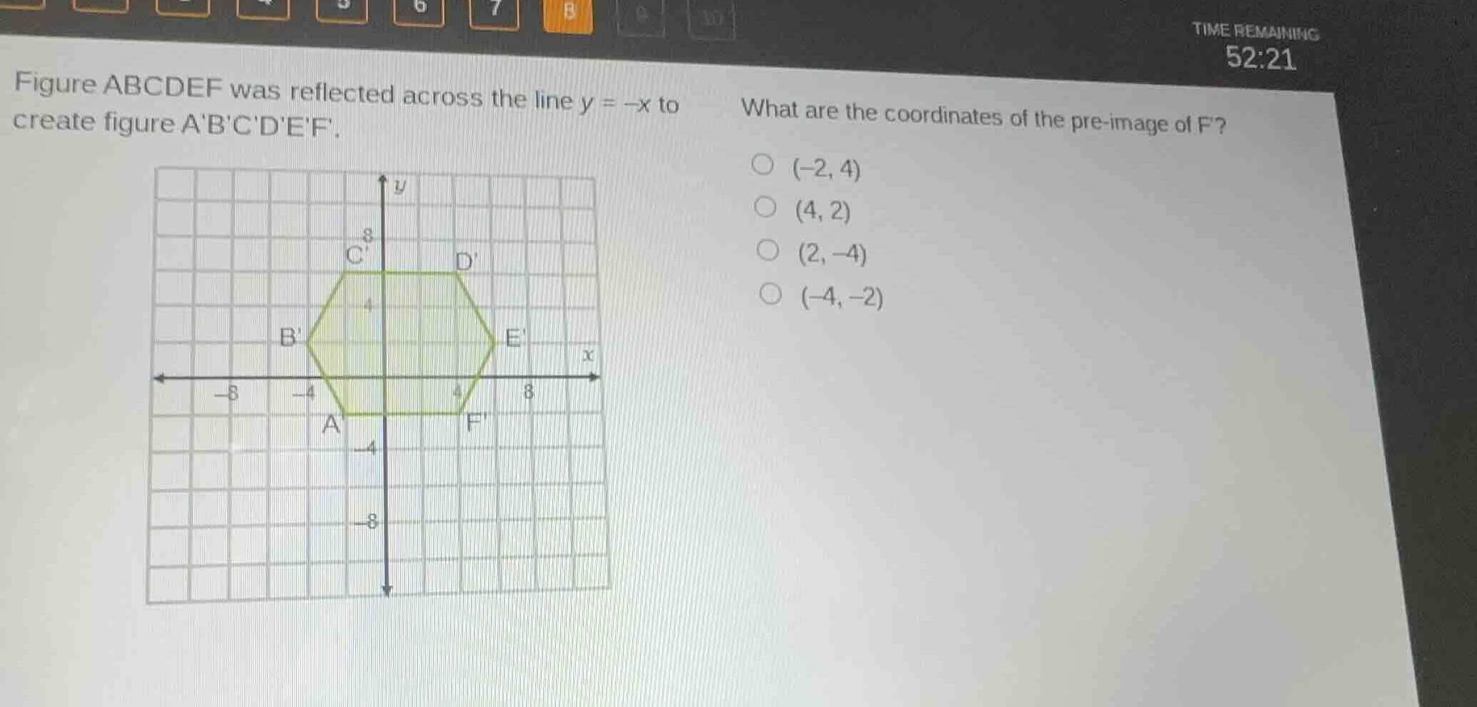 figure abcdef was reflected across the line \\(y = -x\\) to create figu…
