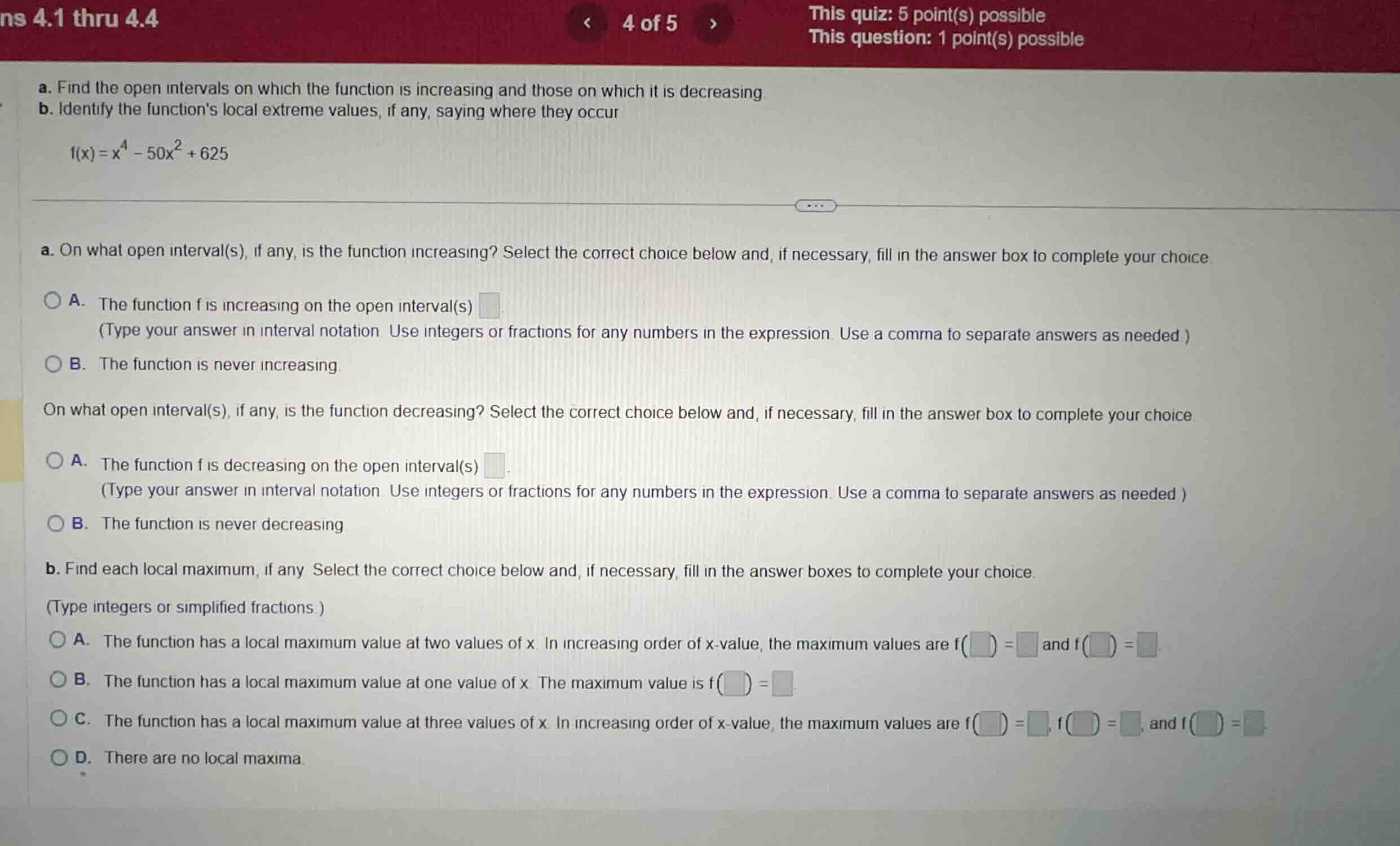 a. find the open intervals on which the function is increasing and thos…