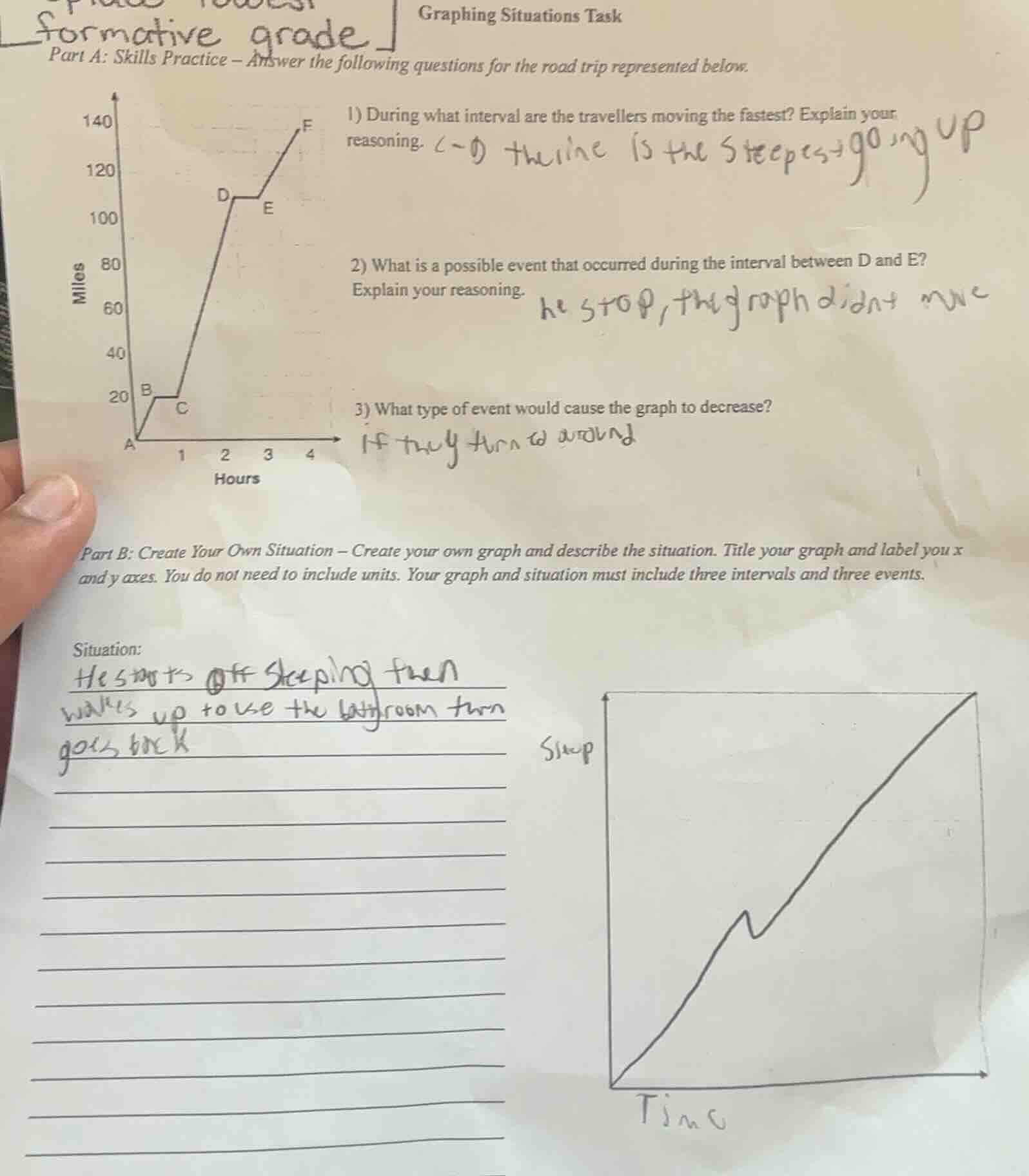 graphing situations task part a: skills practice - answer the following…