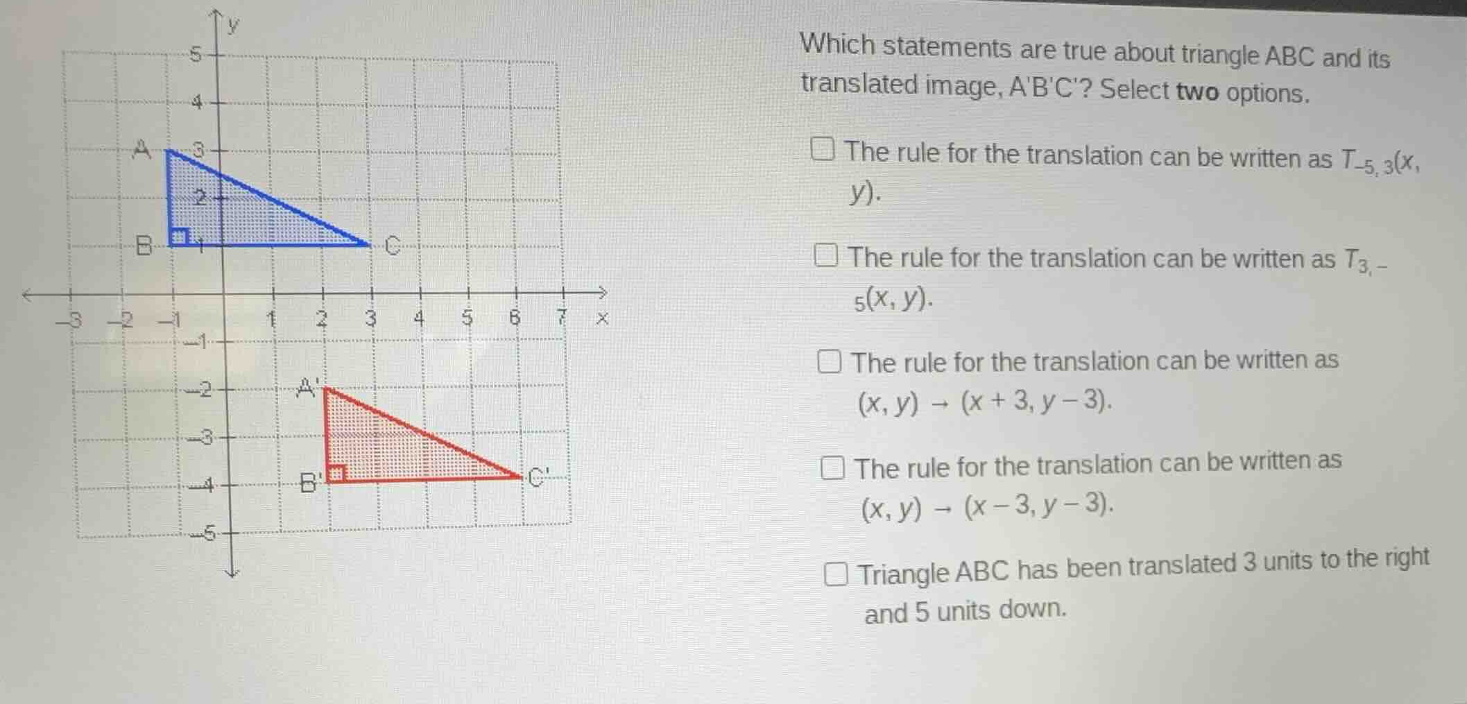which statements are true about triangle abc and its translated image, …