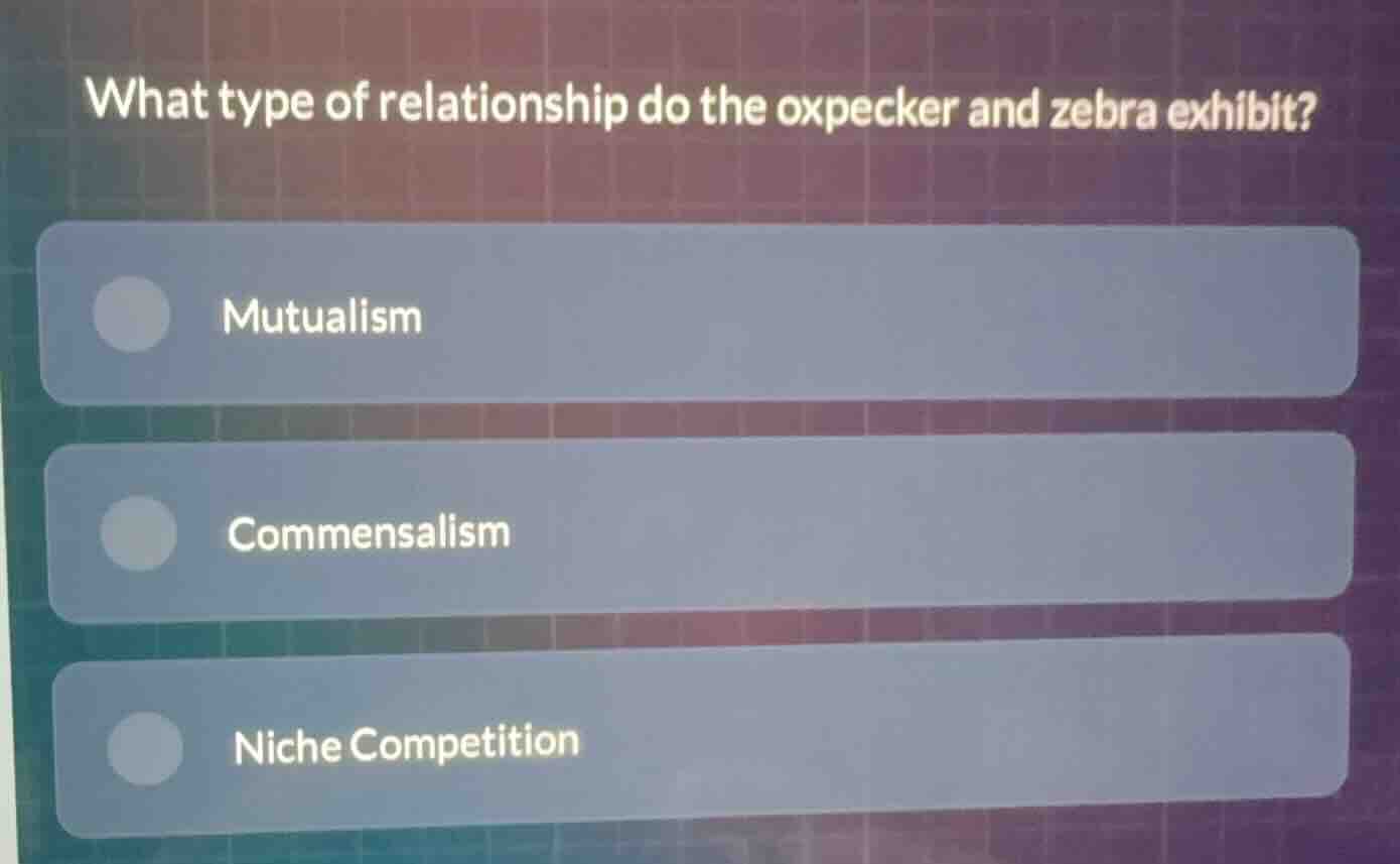 what type of relationship do the oxpecker and zebra exhibit? mutualism …