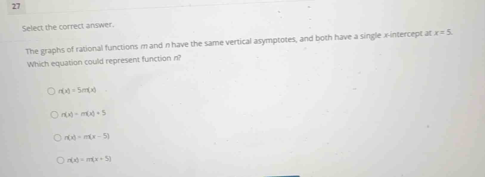 select the correct answer. the graphs of rational functions \\(m\\) and…