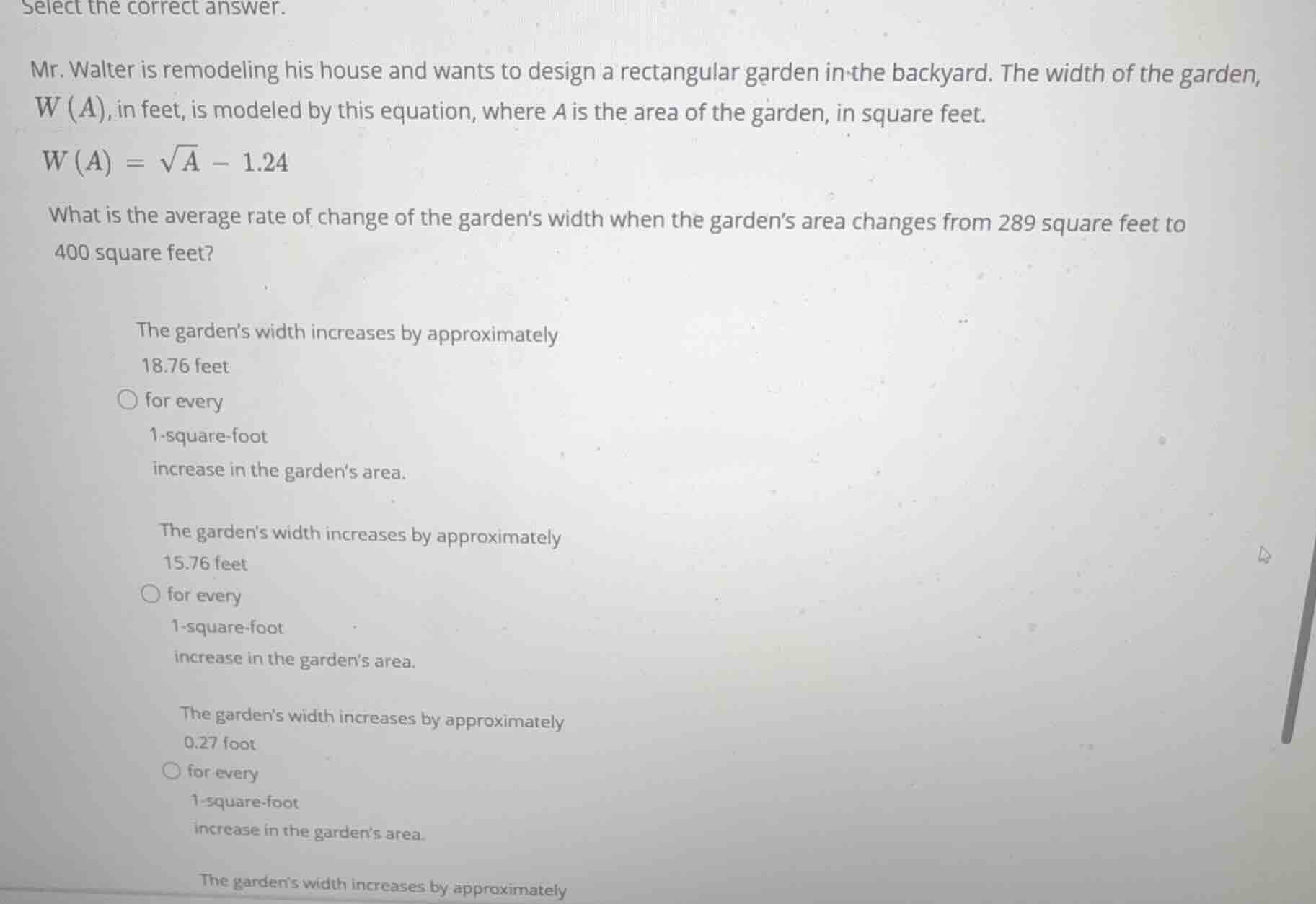 select the correct answer. mr. walter is remodeling his house and wants…