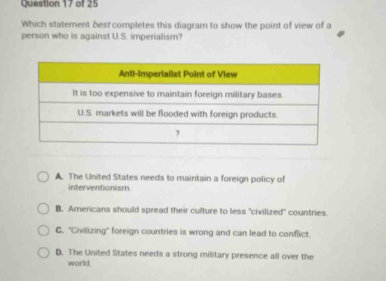 question 17 of 25 which statement best completes this diagram to show t…