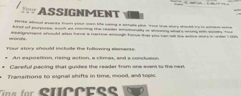 your assignment write about events from your own life using a simple pl…