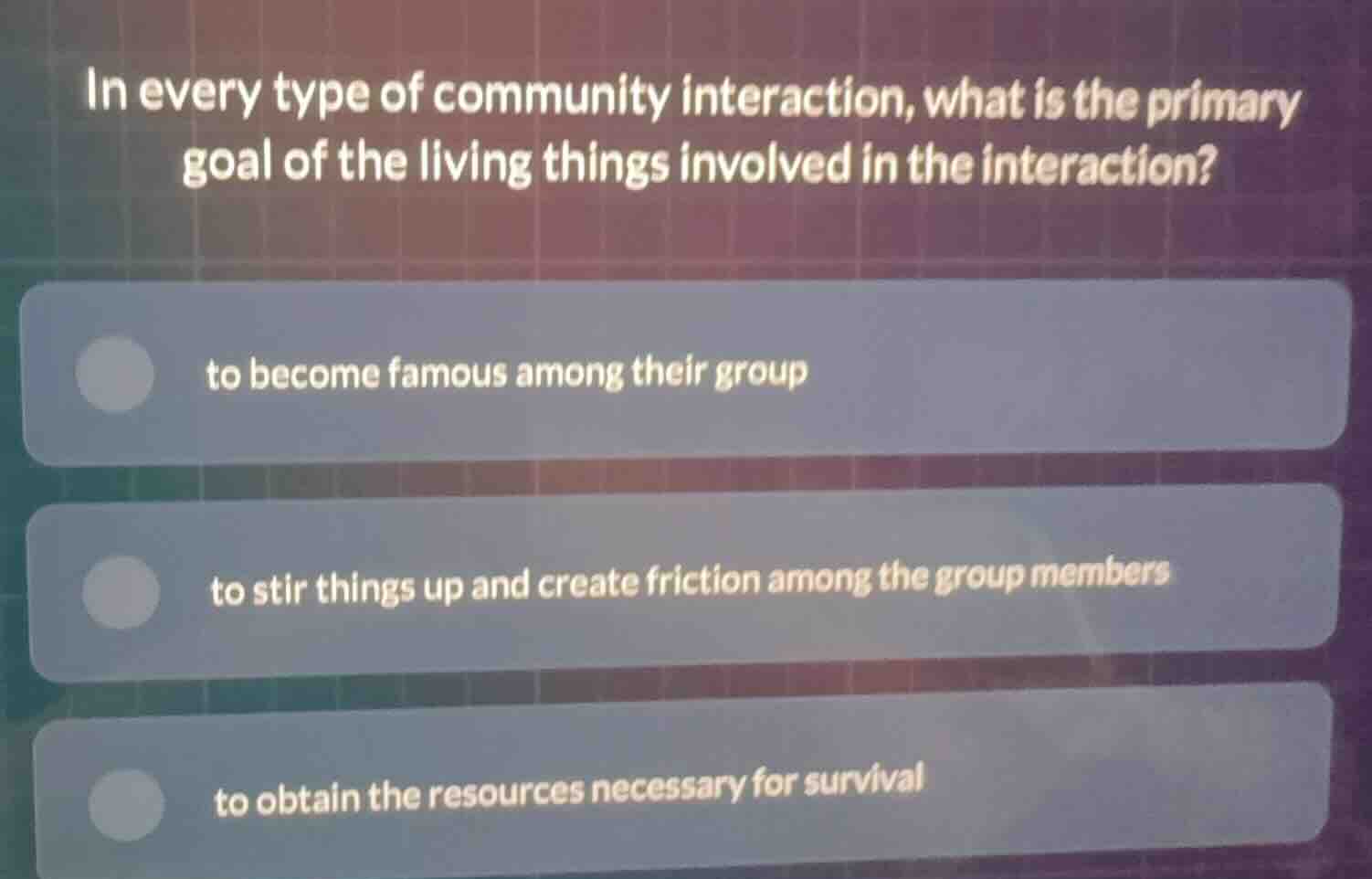 in every type of community interaction, what is the primary goal of the…