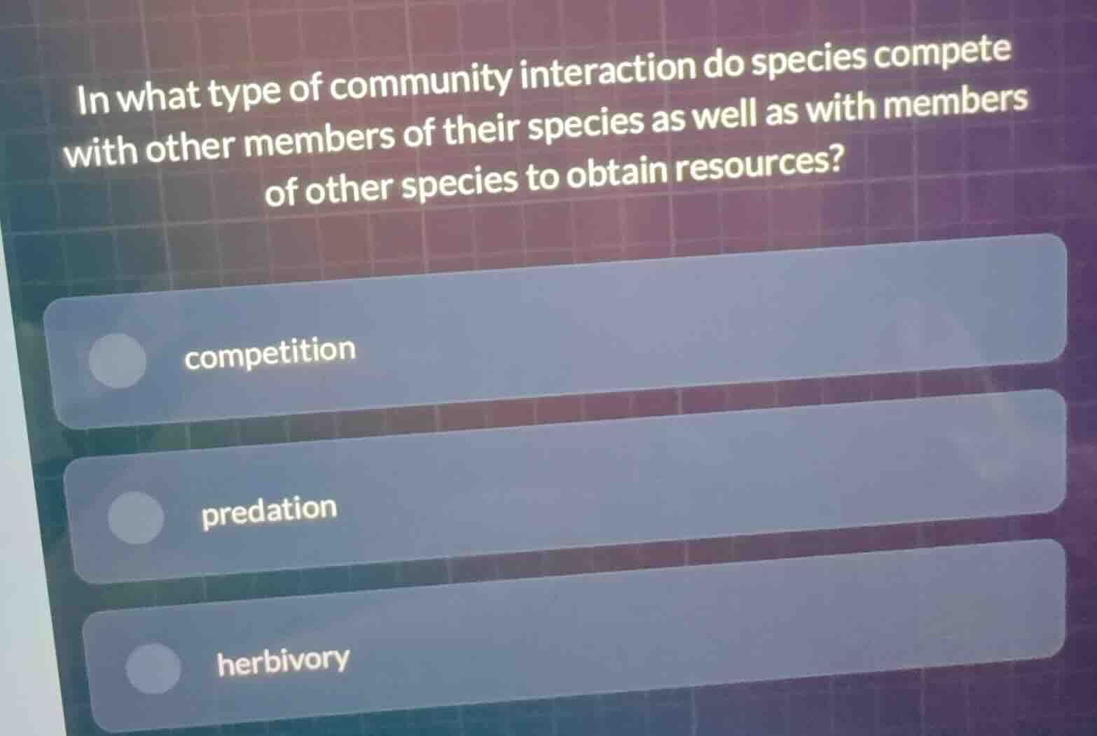 in what type of community interaction do species compete with other mem…