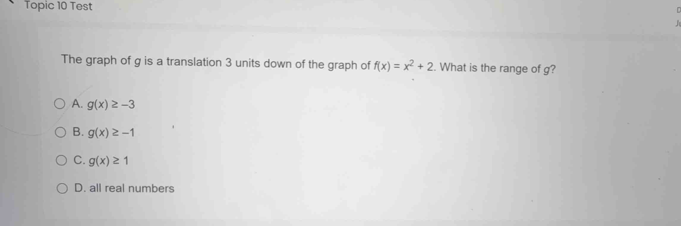 the graph of (g) is a translation 3 units down of the graph of (f(x) = …