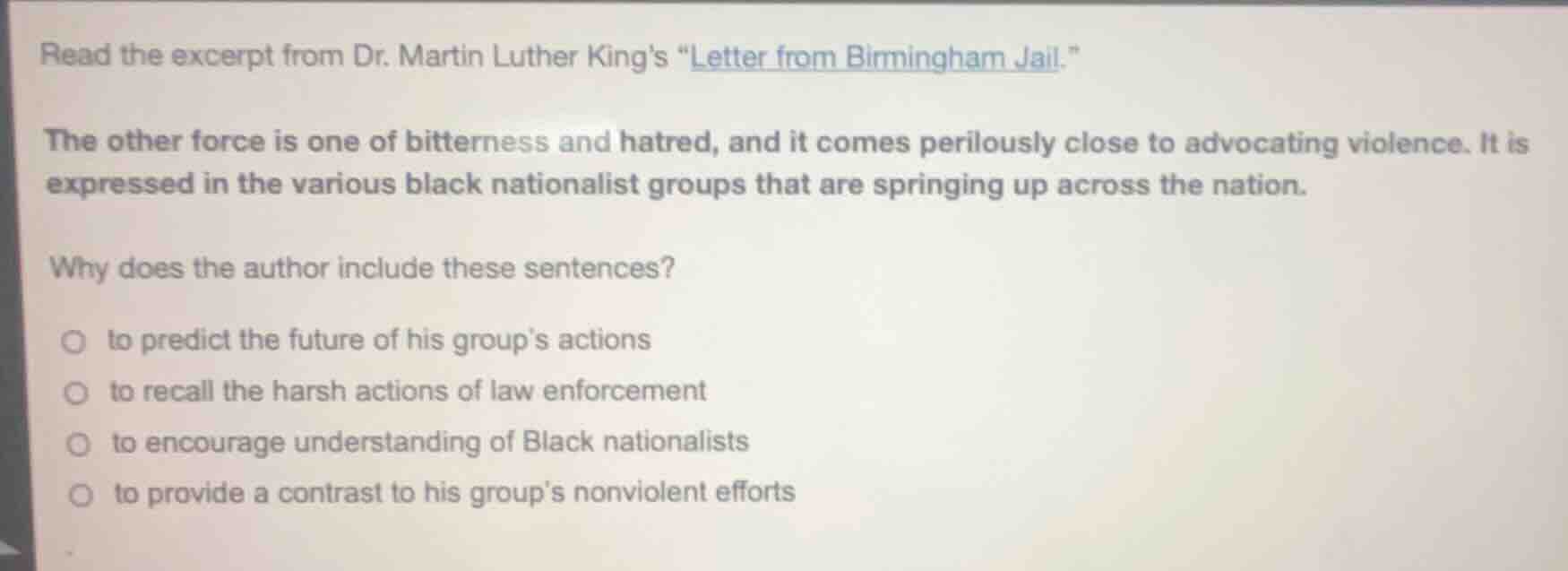 read the excerpt from dr. martin luther kings \letter from birmingham j…