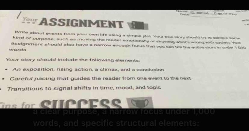 your assignment write about events from your own life using a simple pl…