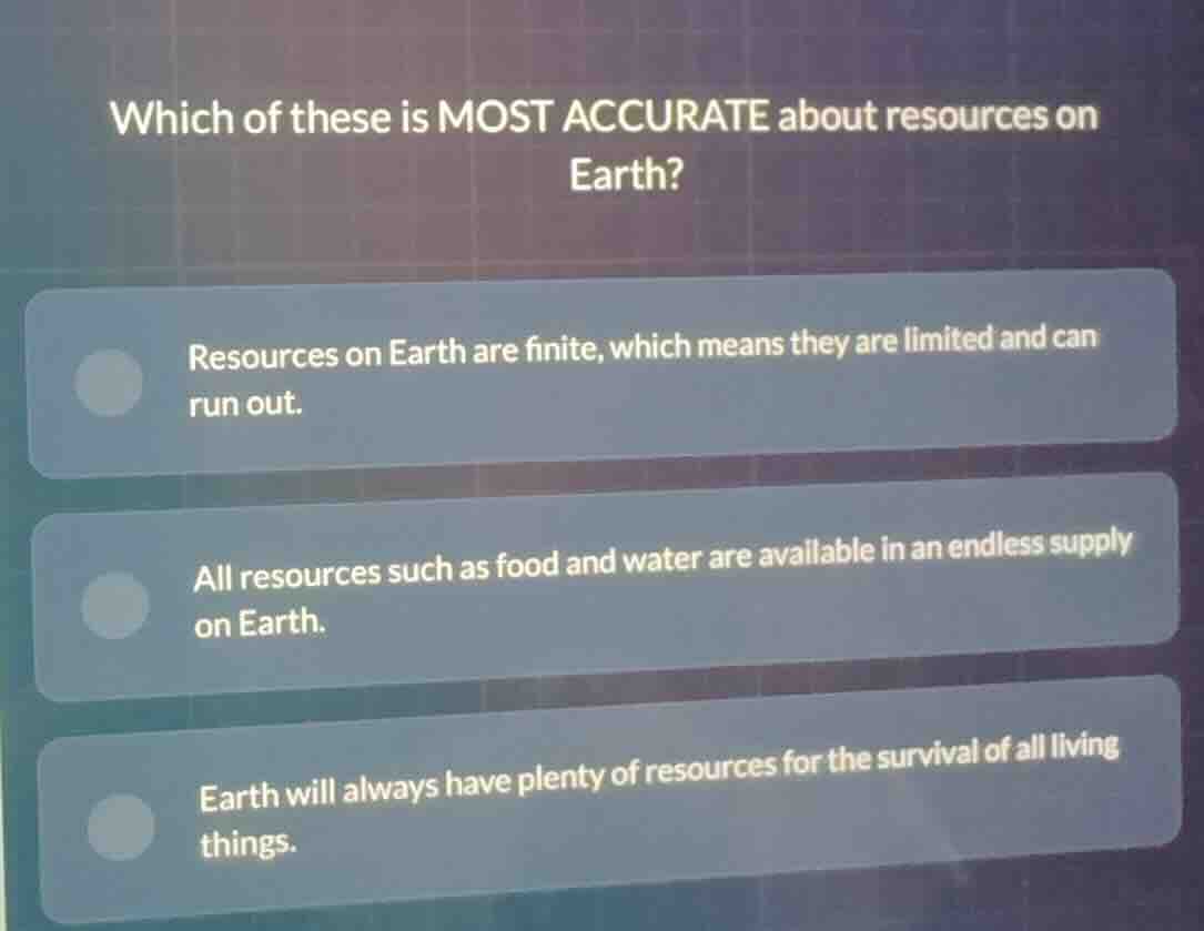which of these is most accurate about resources on earth? resources on …