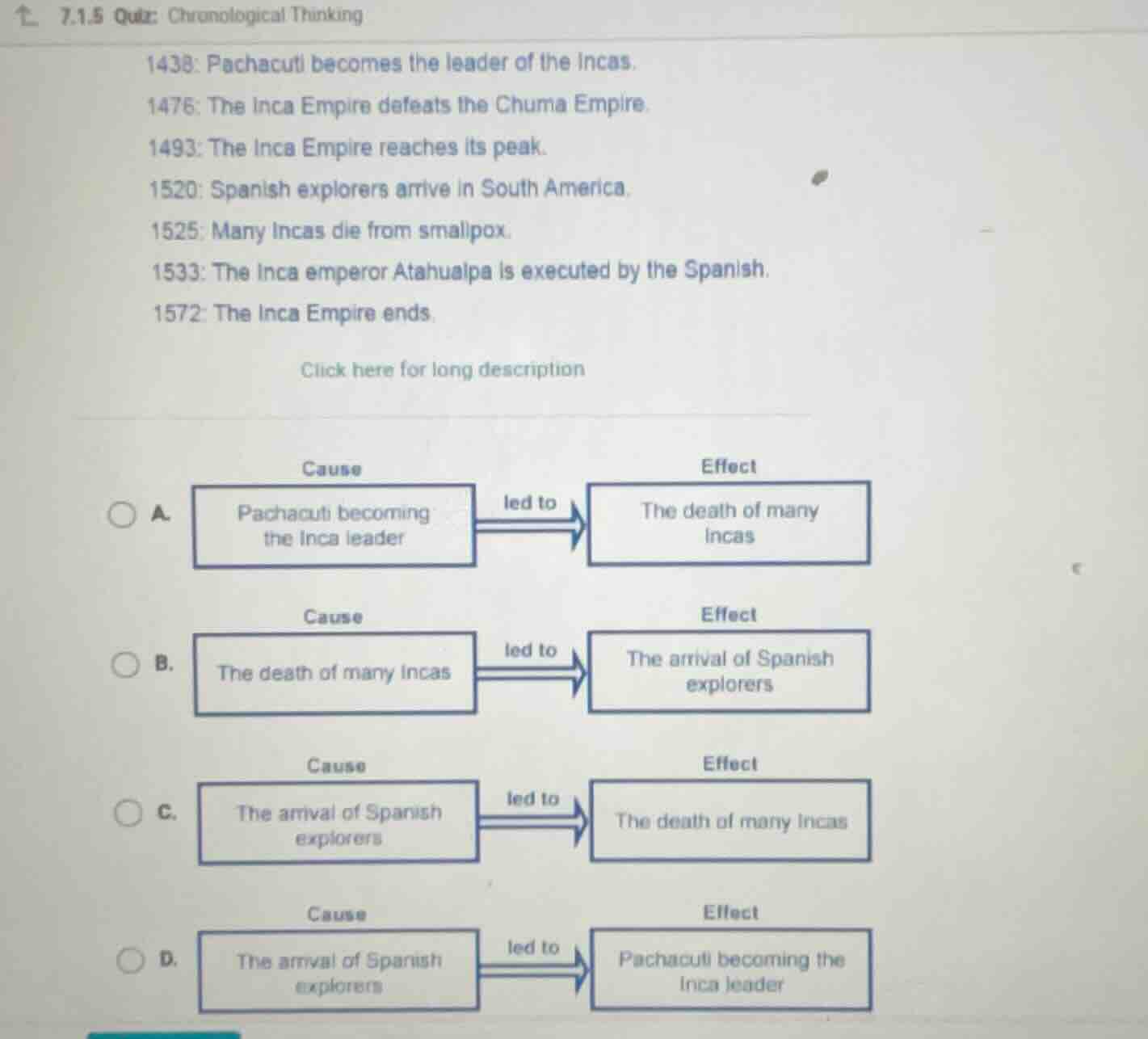 7.1.5 quiz: chronological thinking 1438: pachacuti becomes the leader o…