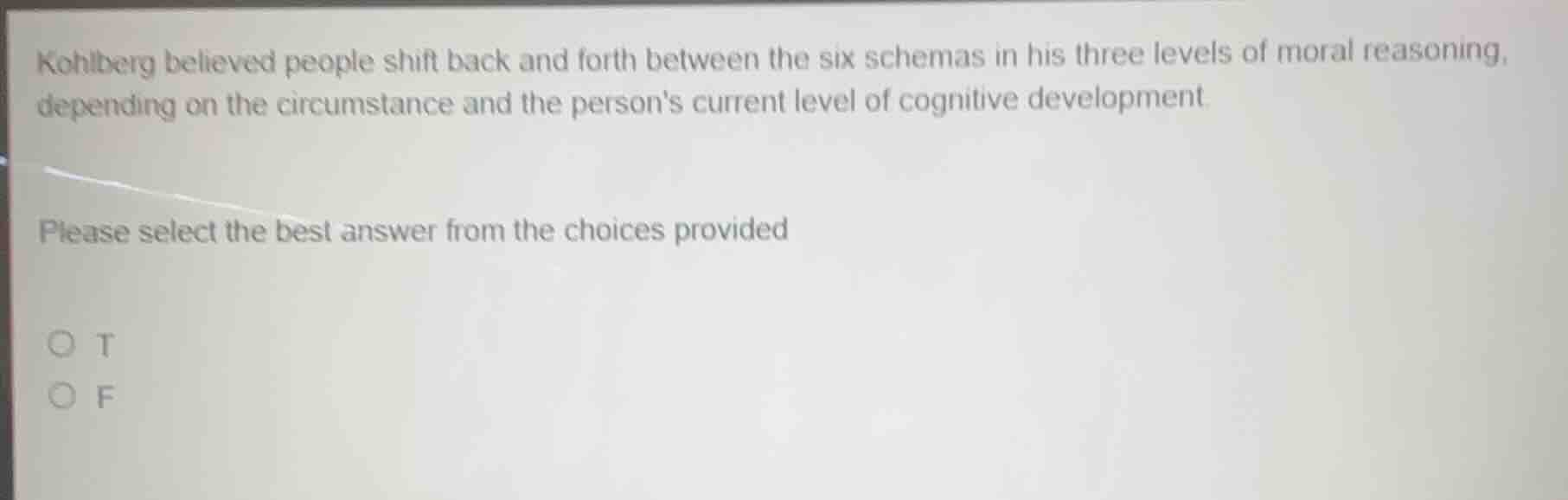 kohlberg believed people shift back and forth between the six schemas i…