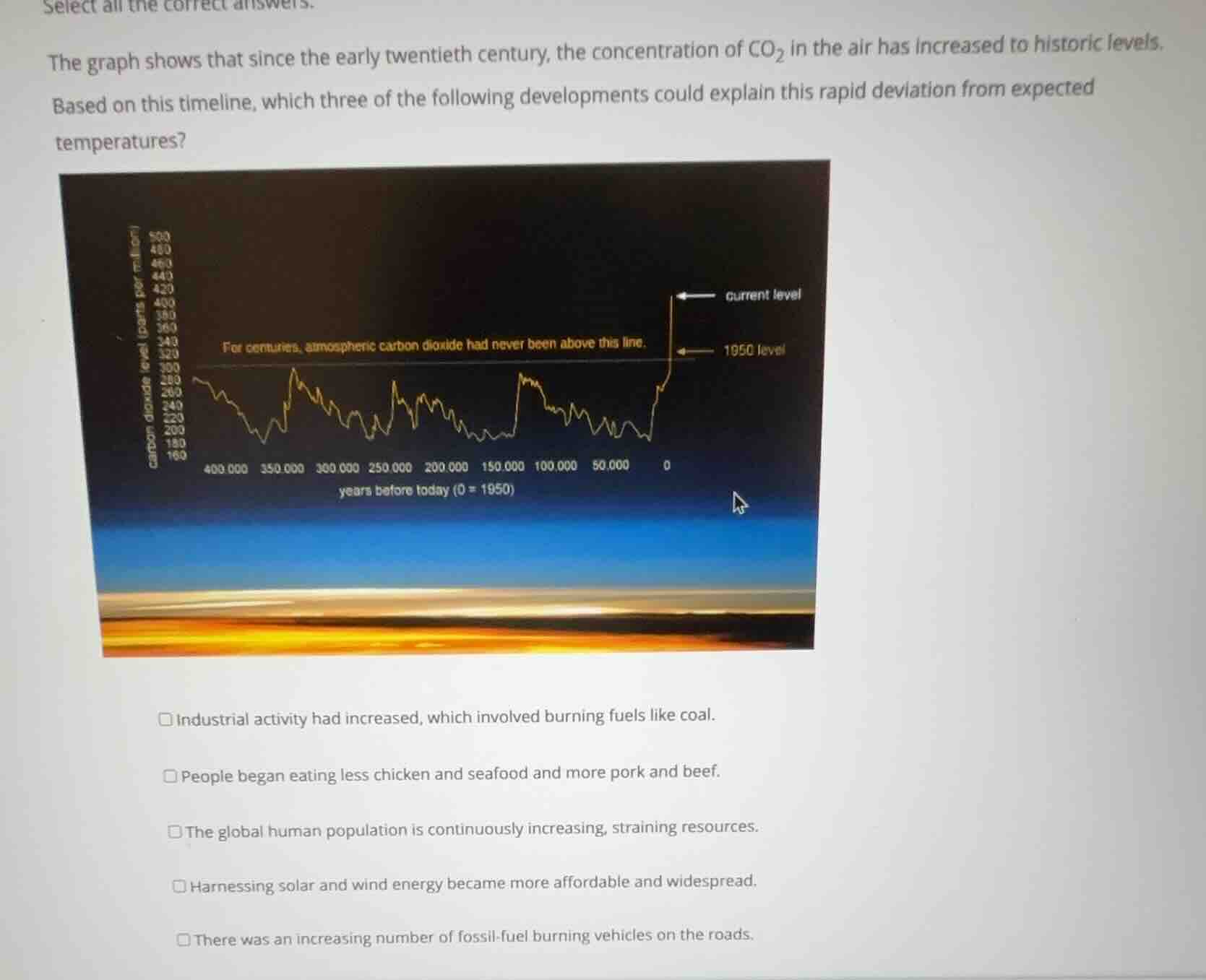 select all the correct answers. the graph shows that since the early tw…