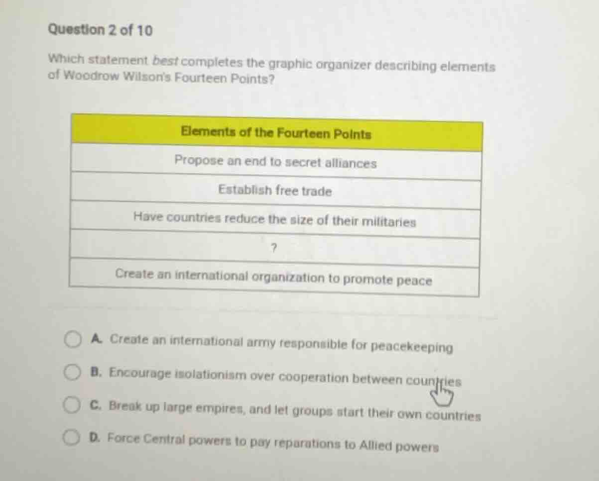 question 2 of 10 which statement best completes the graphic organizer d…
