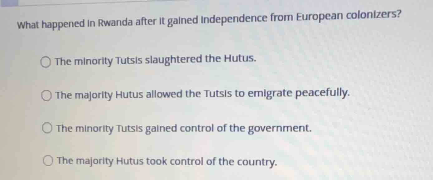 what happened in rwanda after it gained independence from european colo…