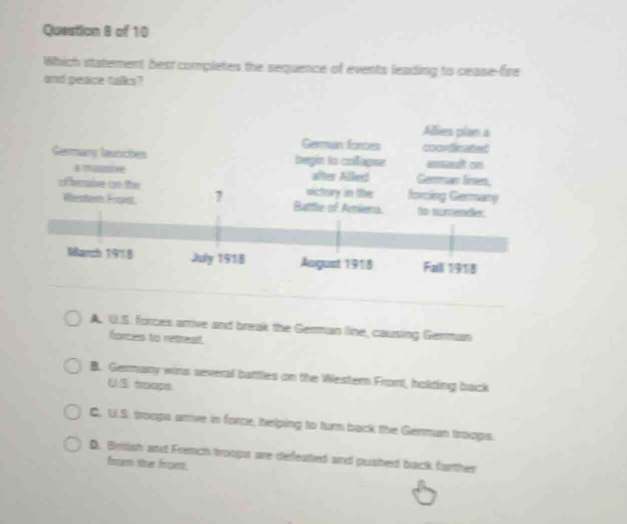 question 8 of 10 which statement best completes the sequence of events …