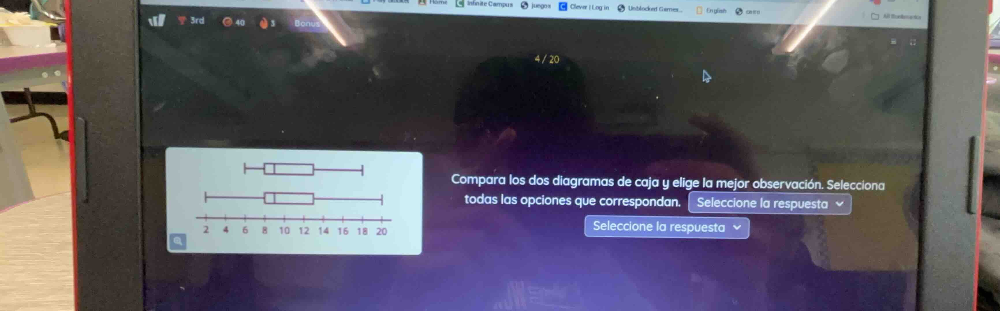 compara los dos diagramas de caja y elige la mejor observación. selecci…