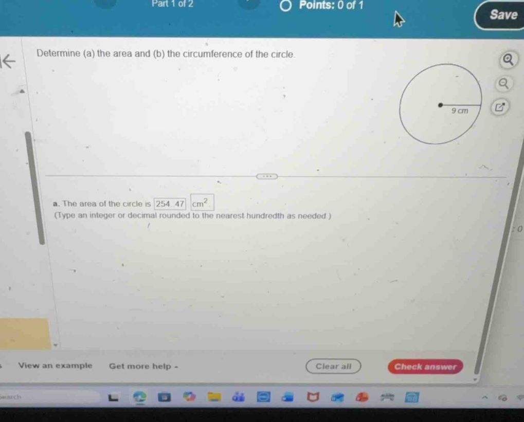 determine (a) the area and (b) the circumference of the circle. a. the …