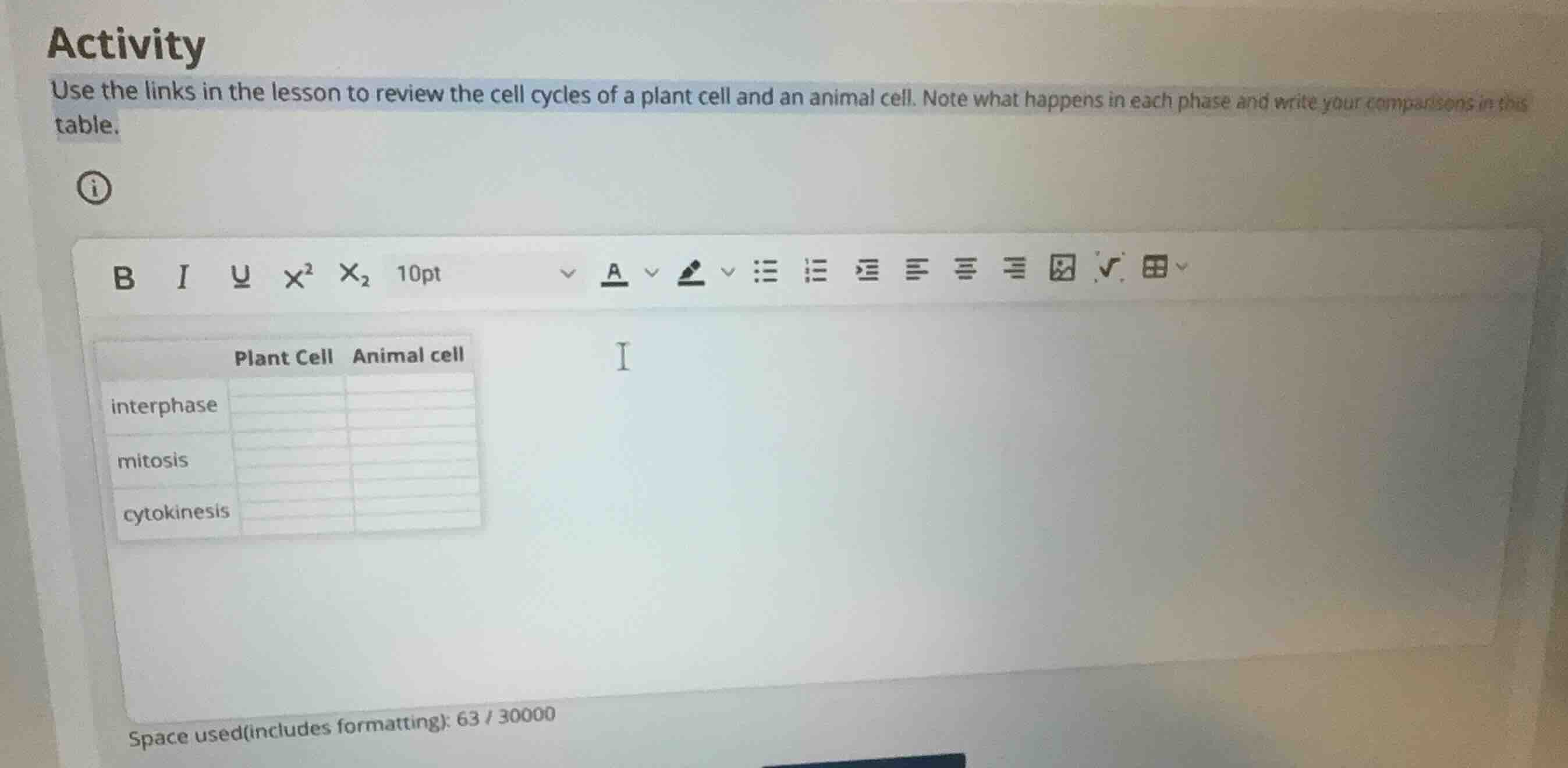 activity use the links in the lesson to review the cell cycles of a pla…