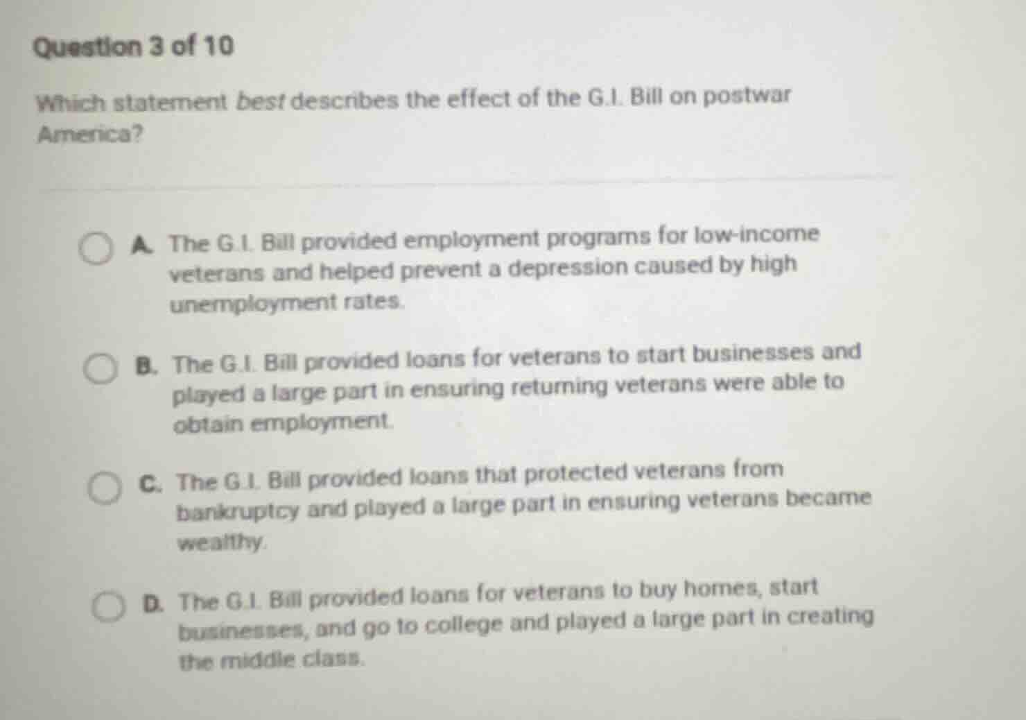 question 3 of 10 which statement best describes the effect of the g.i. …