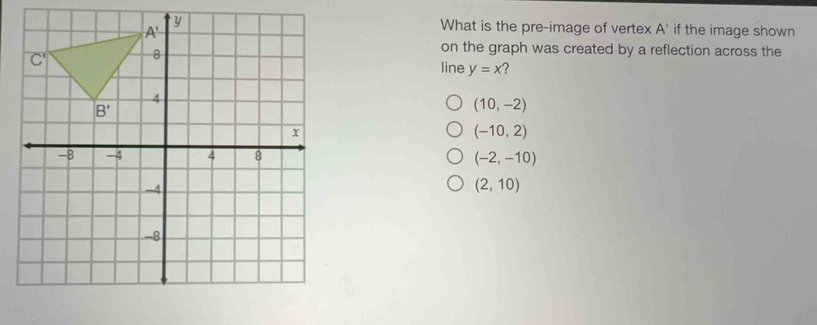 what is the pre-image of vertex a if the image shown on the graph was c…