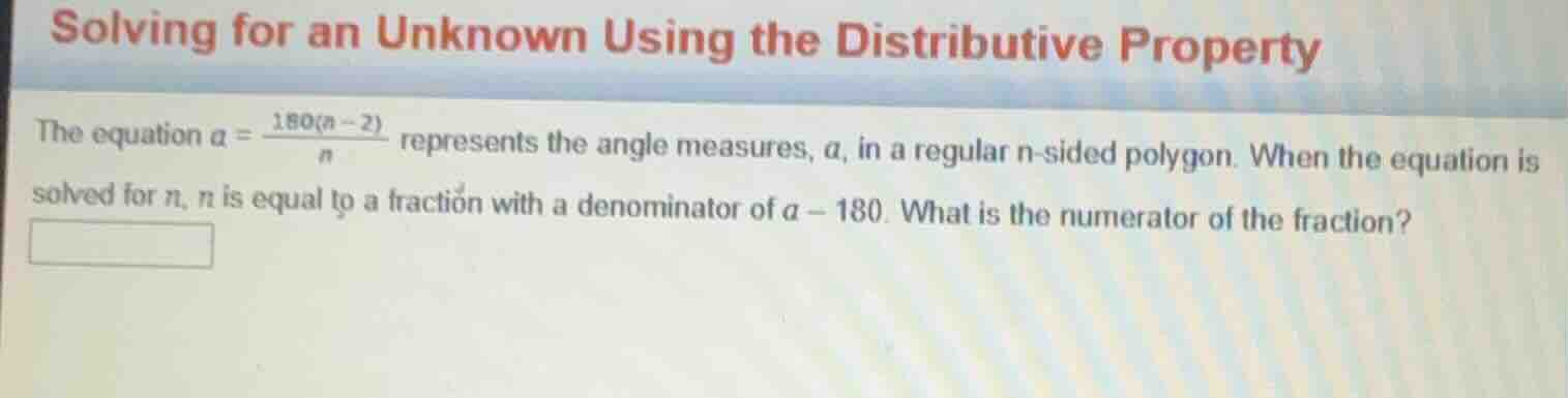 solving for an unknown using the distributive property the equation \\(…