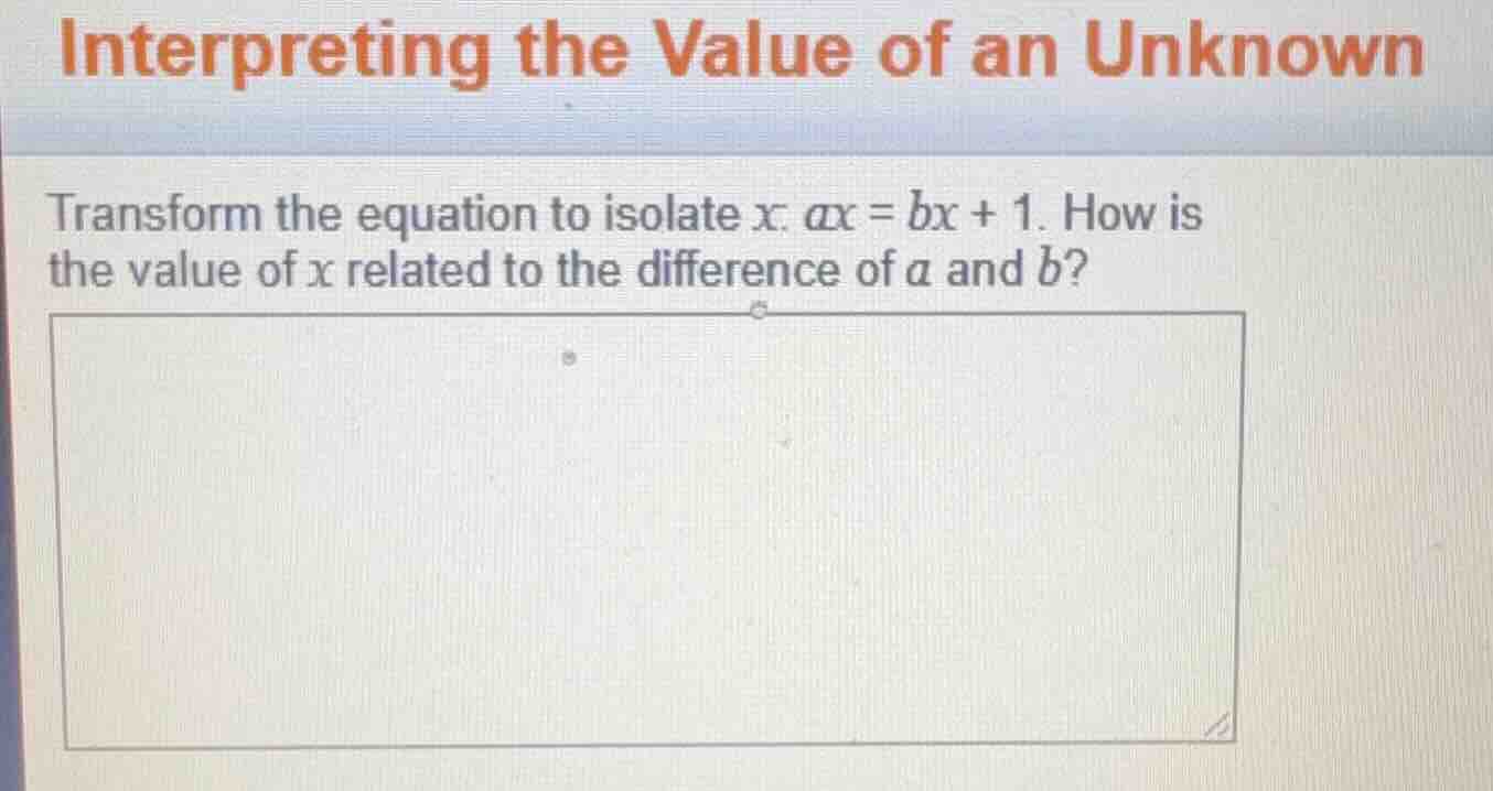 interpreting the value of an unknown transform the equation to isolate …