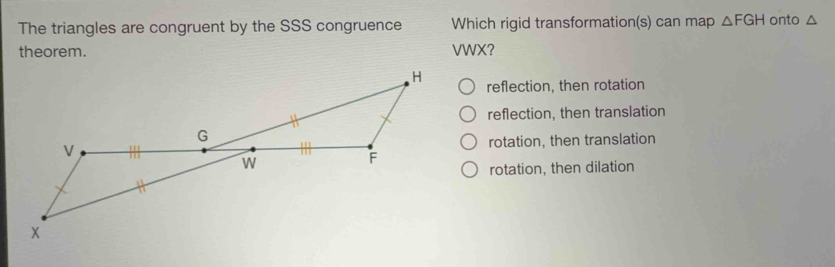 the triangles are congruent by the sss congruence theorem. which rigid …