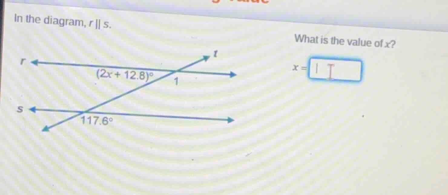 in the diagram, \\(r \\parallel s\\). what is the value of \\(x\\)? \\(…